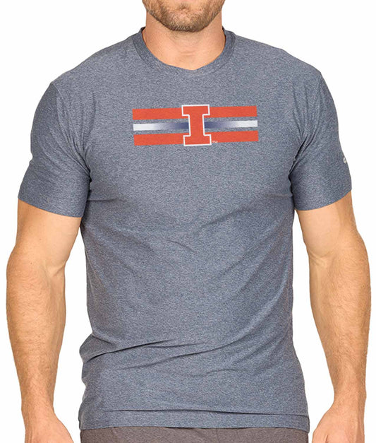 Illinois Fighting Illini Unisex NCAA Scholarship Cloud Jersey Athletic Short Sleeve Performance Tee - Navy Heather