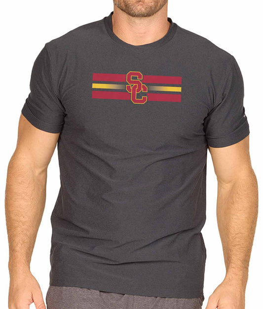 USC Trojans Unisex NCAA Scholarship Cloud Jersey Athletic Short Sleeve Performance Tee - Black Heather