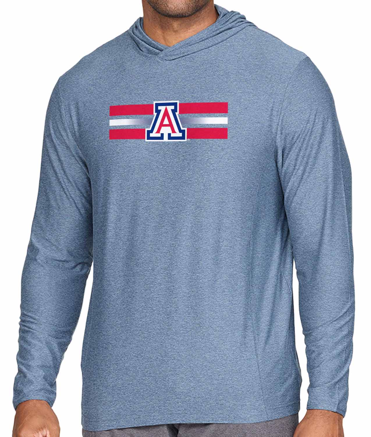 Arizona Wildcats NCAA Unisex Scholarship Cloud Jersey Performance Hooded Long Sleeve Tee - Navy Heather