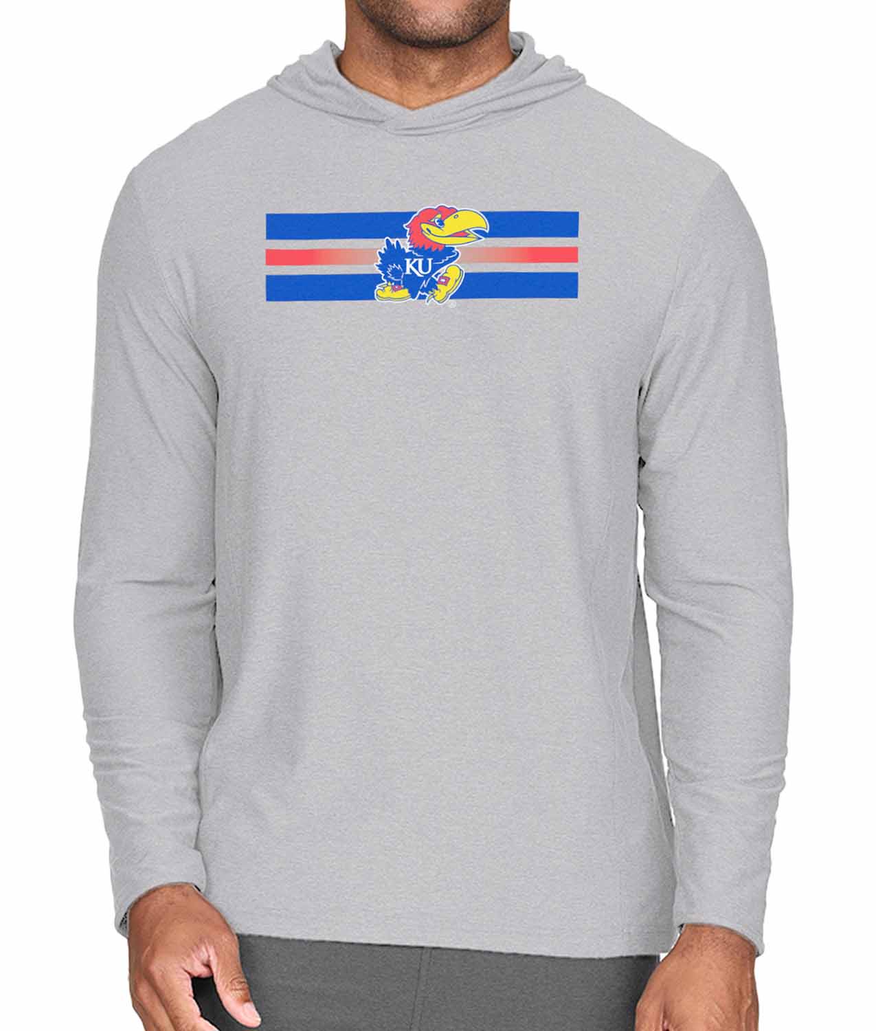 Kansas Jayhawks NCAA Unisex Scholarship Cloud Jersey Performance Hooded Long Sleeve Tee - Gray Heather