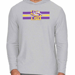 LSU Tigers NCAA Unisex Scholarship Cloud Jersey Performance Hooded Long Sleeve Tee - Gray Heather