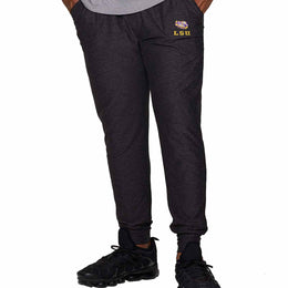 LSU Tigers NCAA Men’s University Cloud Jersey Performance Jogger Pants with Drawstring Waistband - Black Heather