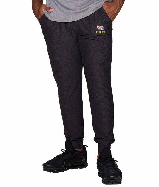 LSU Tigers NCAA Men’s University Cloud Jersey Performance Jogger Pants with Drawstring Waistband - Black Heather