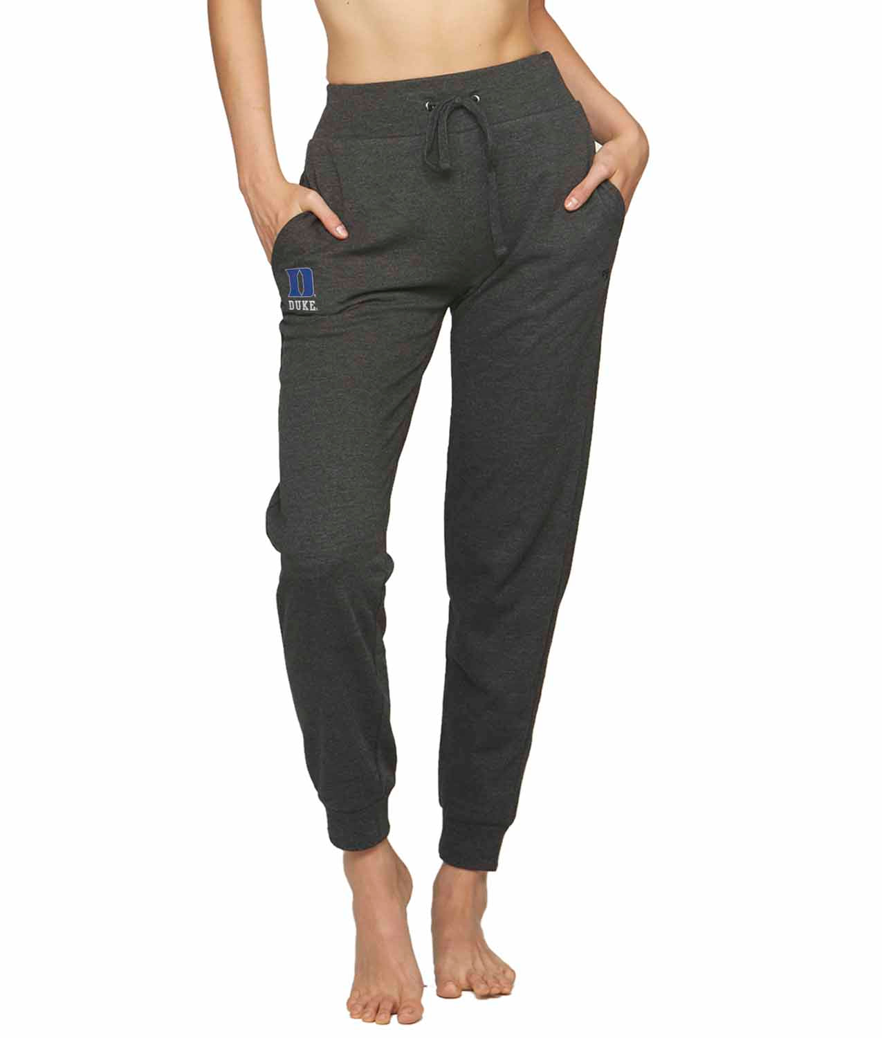 Duke Blue Devils NCAA Women’s University Fleece Jogger Sweatpants with Pockets and Drawstring Waist - Black Heather