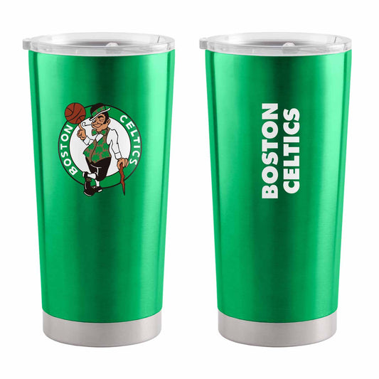 Boston Celtics NBA Basketball 20oz Stainless Steel Vacuum Insulated Game Day Tumbler with Silicone Grip - Kelly Green