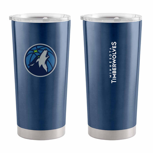 Minnesota Timberwolves NBA Basketball 20oz Stainless Steel Vacuum Insulated Game Day Tumbler with Silicone Grip - Navy