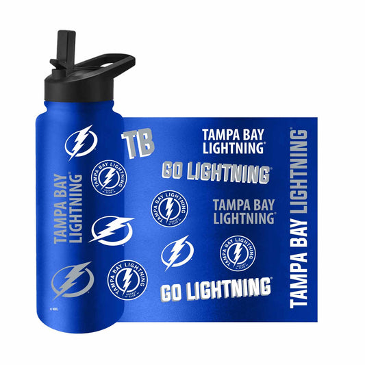 Tampa Bay Lightning NHL Hockey 34oz Stainless Steel Vacuum Insulated Game Day Water Bottle with Flip Straw Lid and Handle - Royal