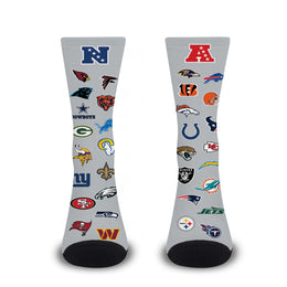 NFL Youth  Ultimate Fan All Over Logo Crew Socks - Gray