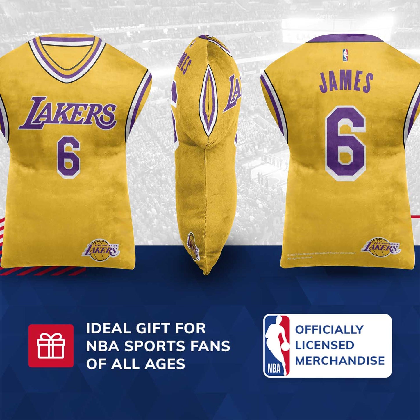 Los Angeles Lakers NBA Travel Lebron James Jersey Cloud Pillow Bedding Accessories - Gold