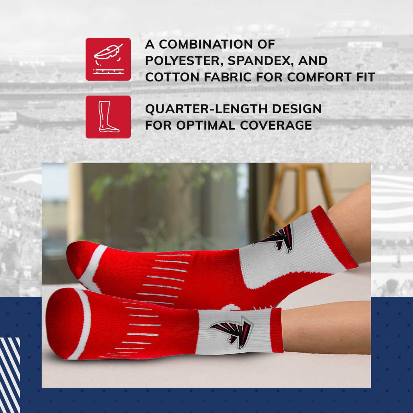 Atlanta Falcons NFL Youth Performance Quarter Length Socks - Red