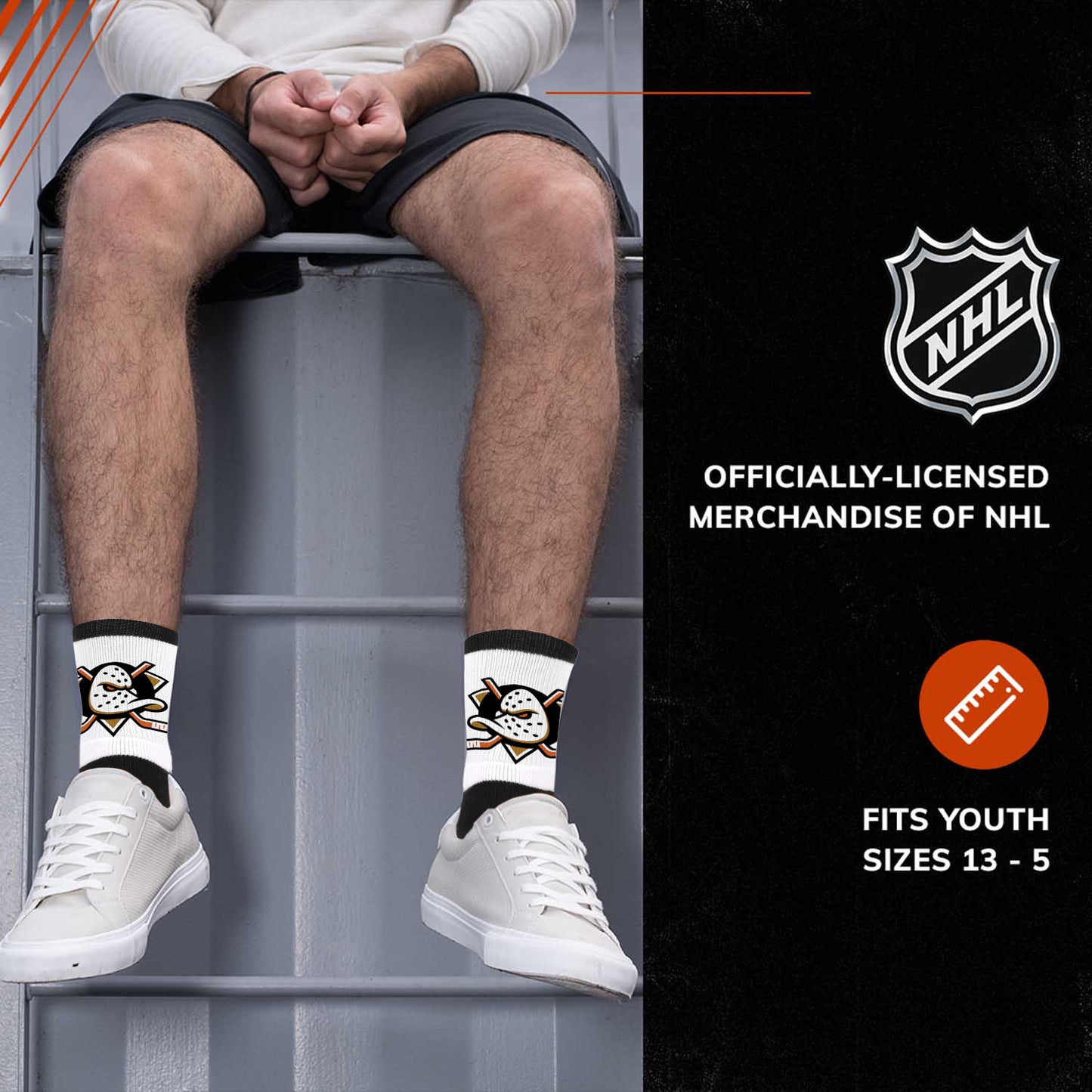 Anaheim Ducks NHL Adult Surge Team Mascot Mens and Womens Quarter Socks - Black