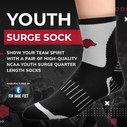 Arkansas Razorbacks NCAA Youth Surge Team Mascot Quarter Socks - Black
