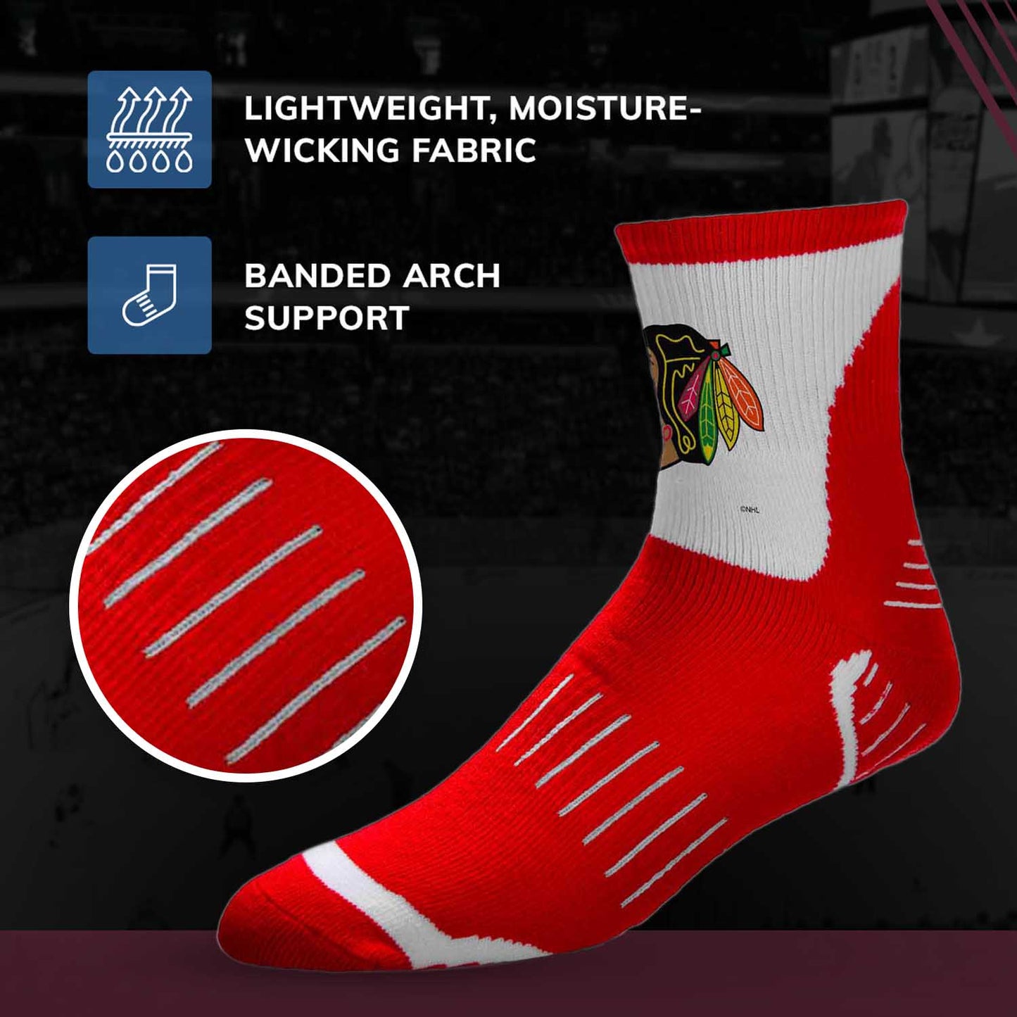 Chicago Blackhawks NHL Adult Surge Team Mascot Mens and Womens Quarter Socks - Red