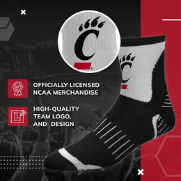 Cincinnati  Bearcats Adult NCAA Surge Quarter Length Crew Socks - Black