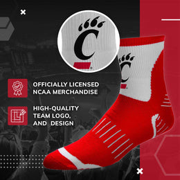 Cincinnati  Bearcats Adult NCAA Surge Quarter Length Crew Socks - Red