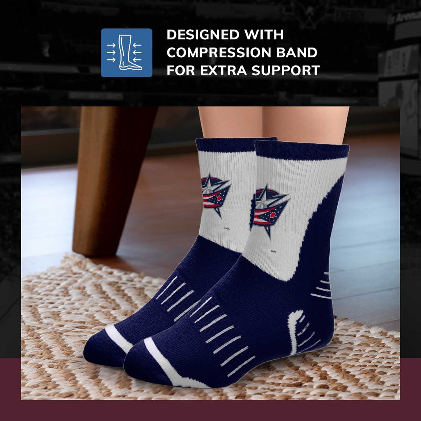 Columbus Blue Jackets NHL Adult Surge Team Mascot Mens and Womens Quarter Socks - Navy