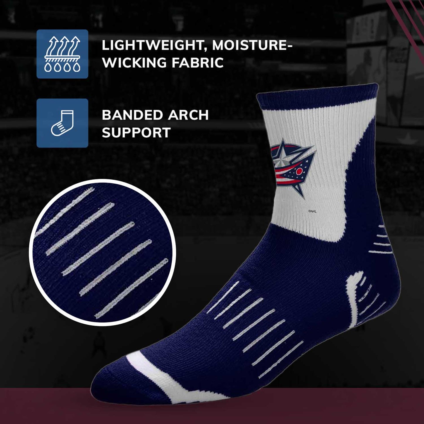 Columbus Blue Jackets NHL Adult Surge Team Mascot Mens and Womens Quarter Socks - Navy