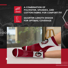 Florida State Seminoles Adult NCAA Surge Quarter Length Crew Socks - Maroon