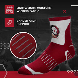 Florida State Seminoles Adult NCAA Surge Quarter Length Crew Socks - Maroon