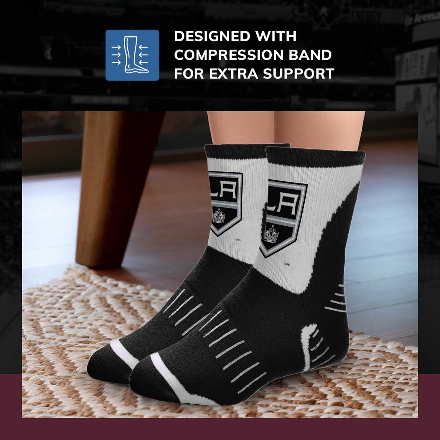 Los Angeles Kings NHL Adult Surge Team Mascot Mens and Womens Quarter Socks - Black