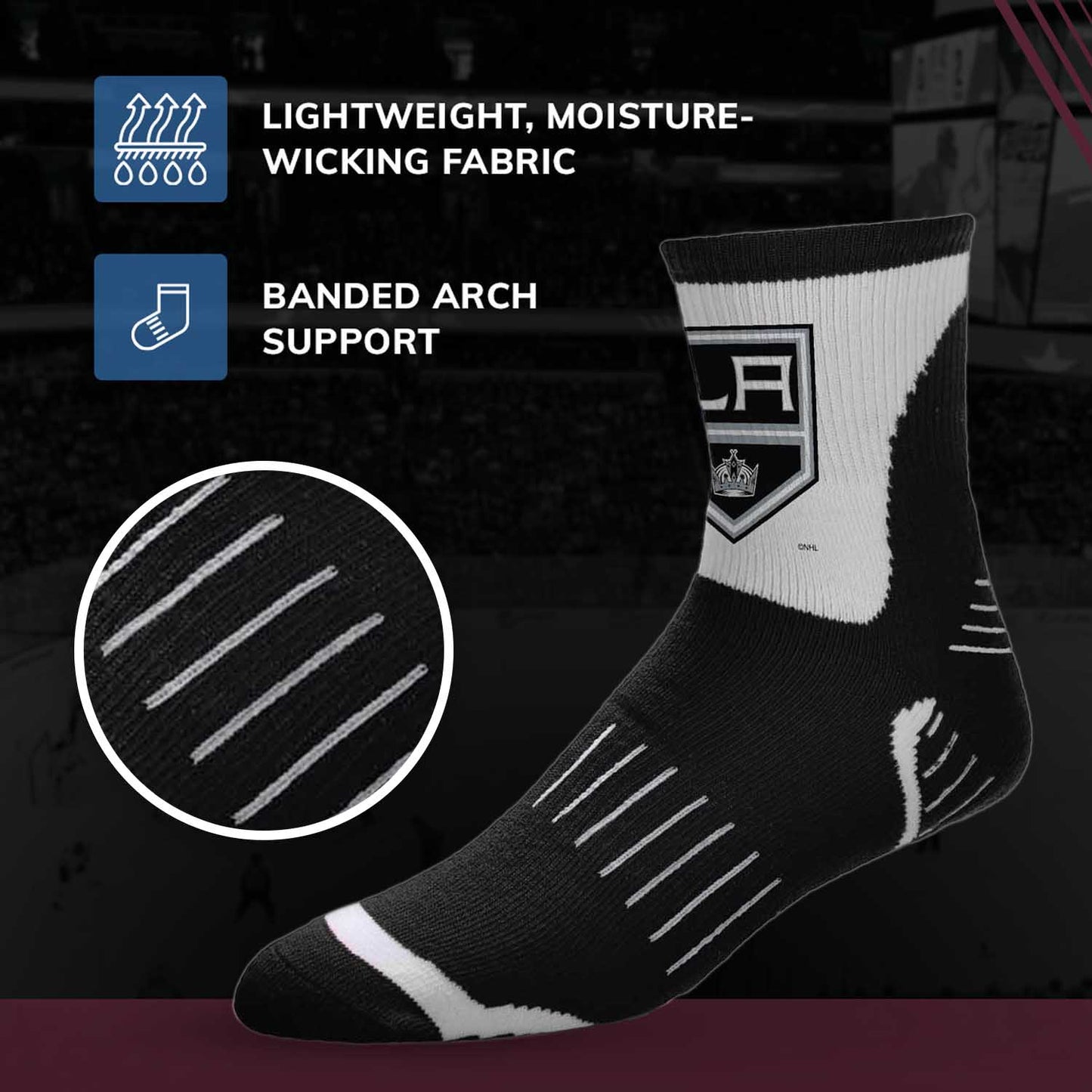 Los Angeles Kings NHL Adult Surge Team Mascot Mens and Womens Quarter Socks - Black