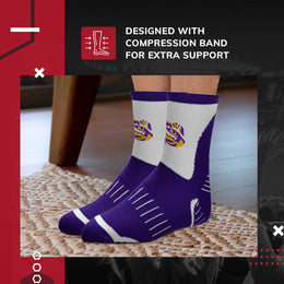 LSU Tigers Adult NCAA Surge Quarter Length Crew Socks - Purple