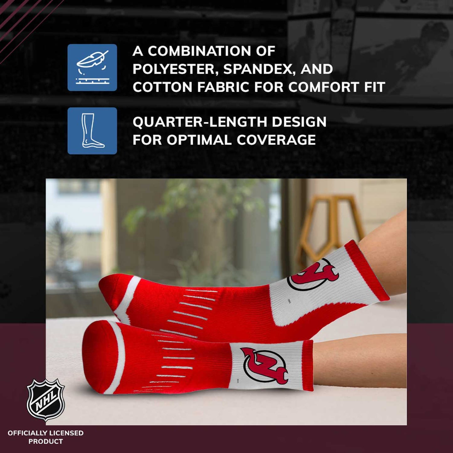 New Jersey Devils NHL Adult Surge Team Mascot Mens and Womens Quarter Socks - Red