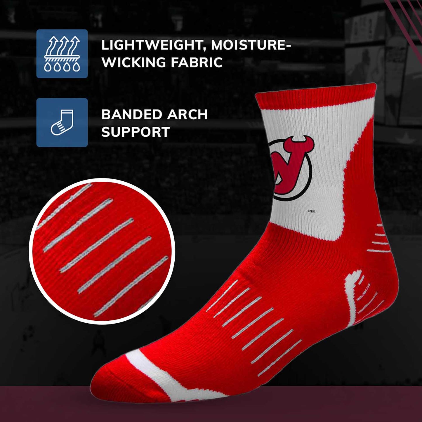 New Jersey Devils NHL Adult Surge Team Mascot Mens and Womens Quarter Socks - Red