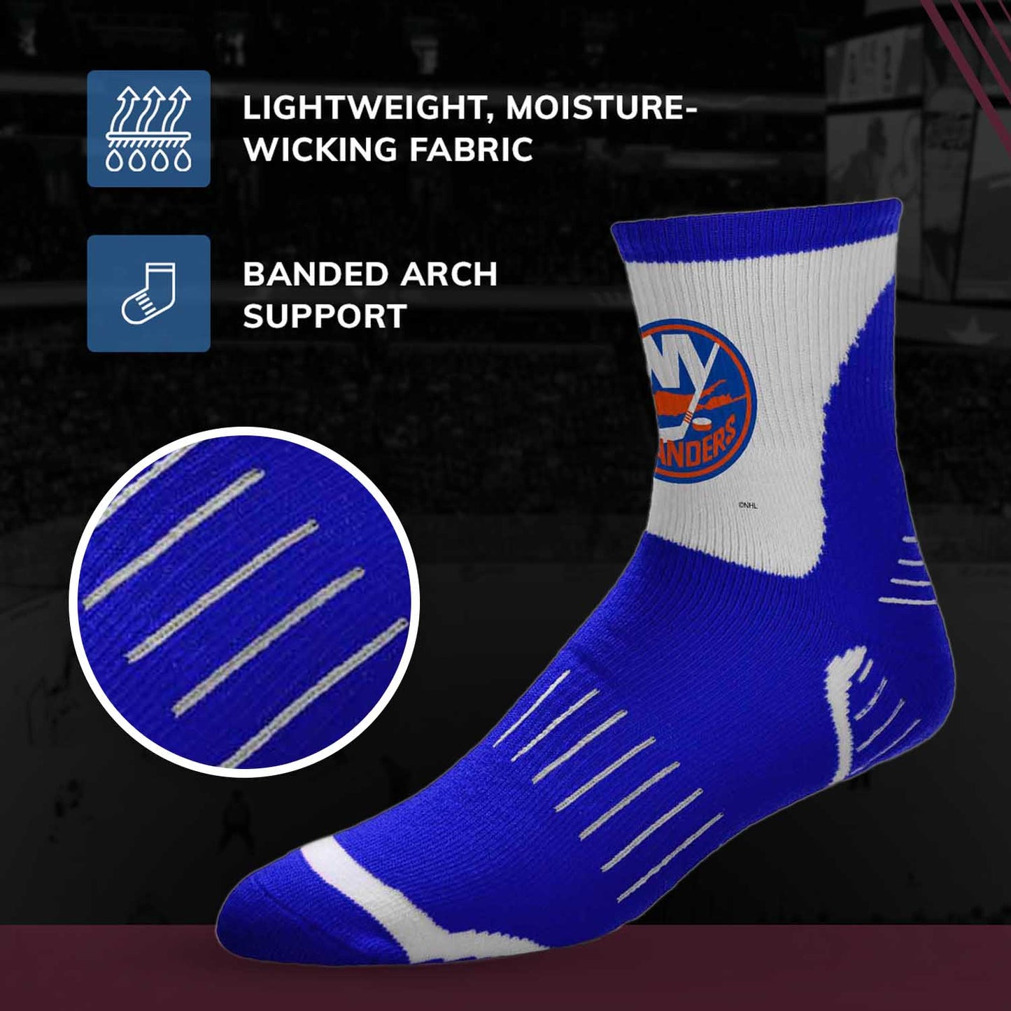 New York Islanders NHL Adult Surge Team Mascot Mens and Womens Quarter Socks - Royal