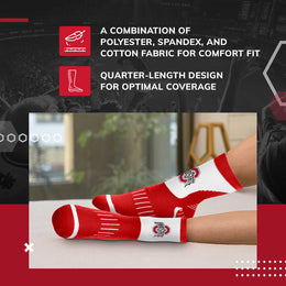 Ohio State Buckeyes Adult Surge Quarter Length Crew Socks for Men and Women - Red