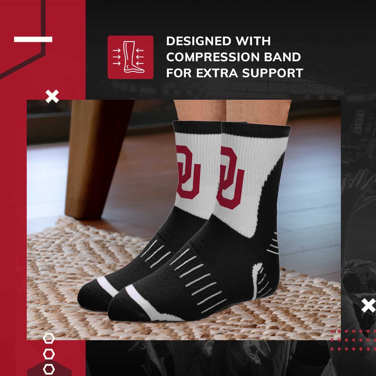 Oklahoma Sooners NCAA Youth Surge Team Mascot Quarter Socks - Black