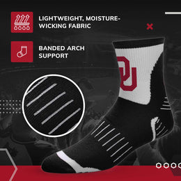 Oklahoma Sooners Adult NCAA Surge Quarter Length Crew Socks - Black