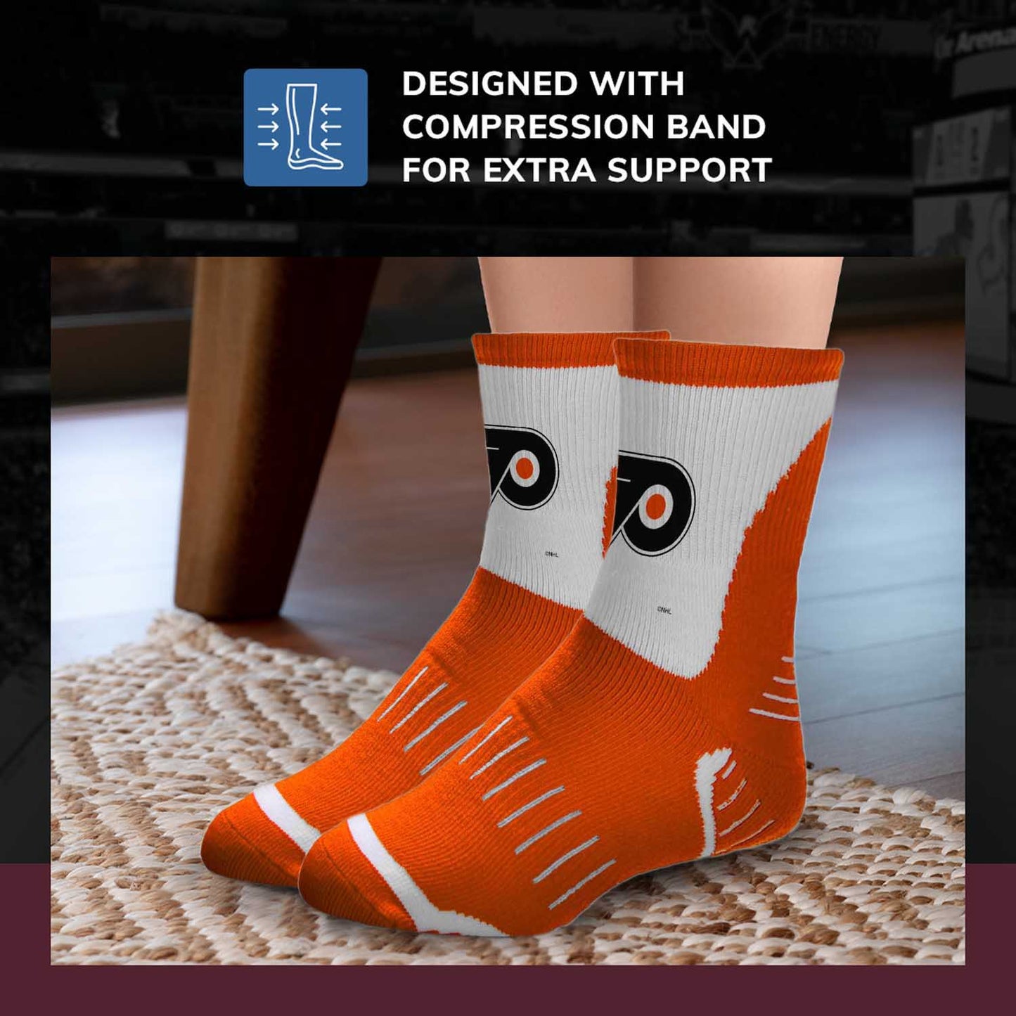 Philadelphia Flyers NHL Adult Surge Team Mascot Mens and Womens Quarter Socks - Orange