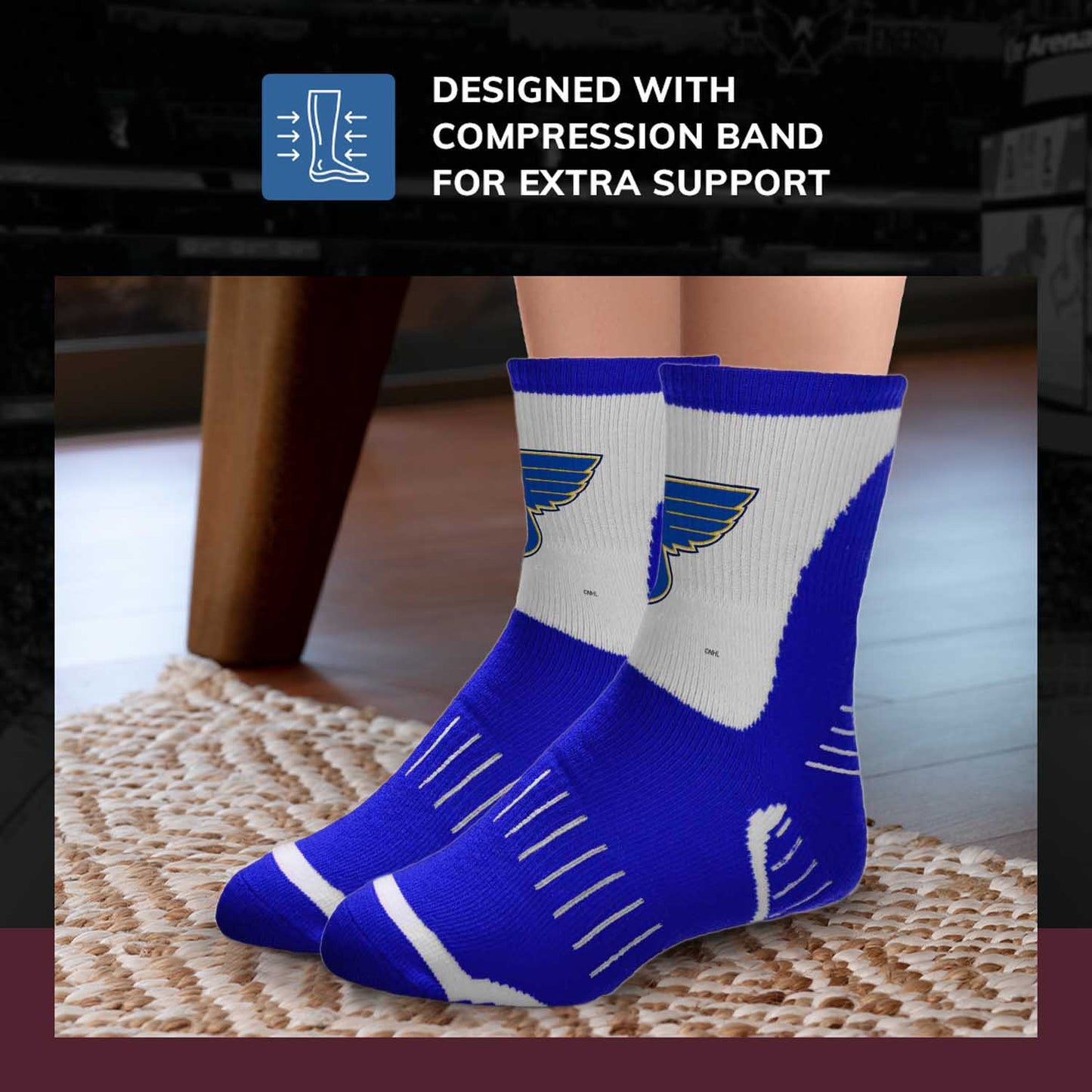 St. Louis Blues NHL Adult Surge Team Mascot Mens and Womens Quarter Socks - Royal