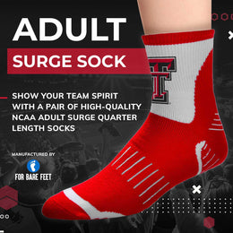 Texas Tech Red Raiders Adult NCAA Surge Quarter Length Crew Socks - Red