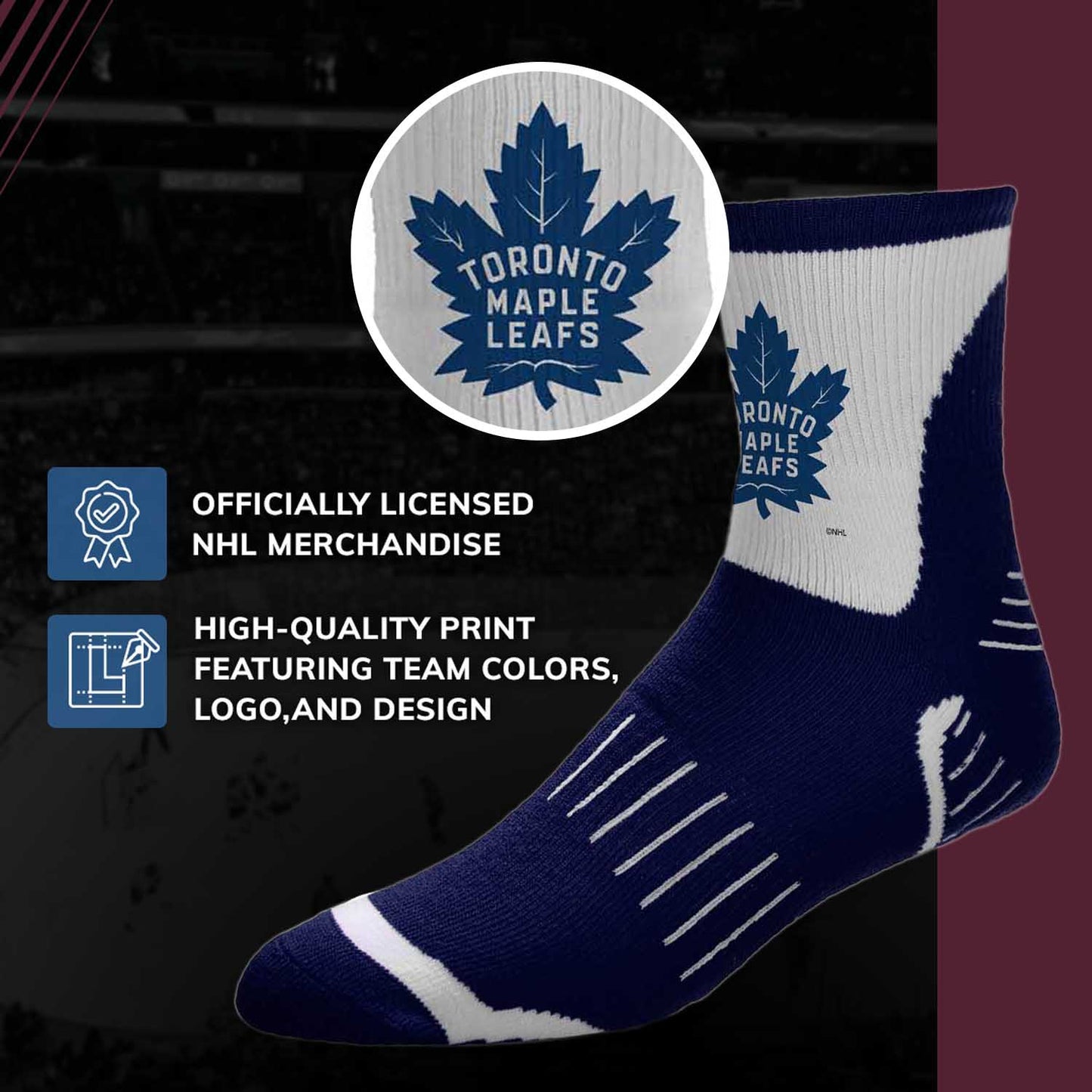 Toronto Maple Leafs NHL Adult Surge Team Mascot Mens and Womens Quarter Socks - Navy