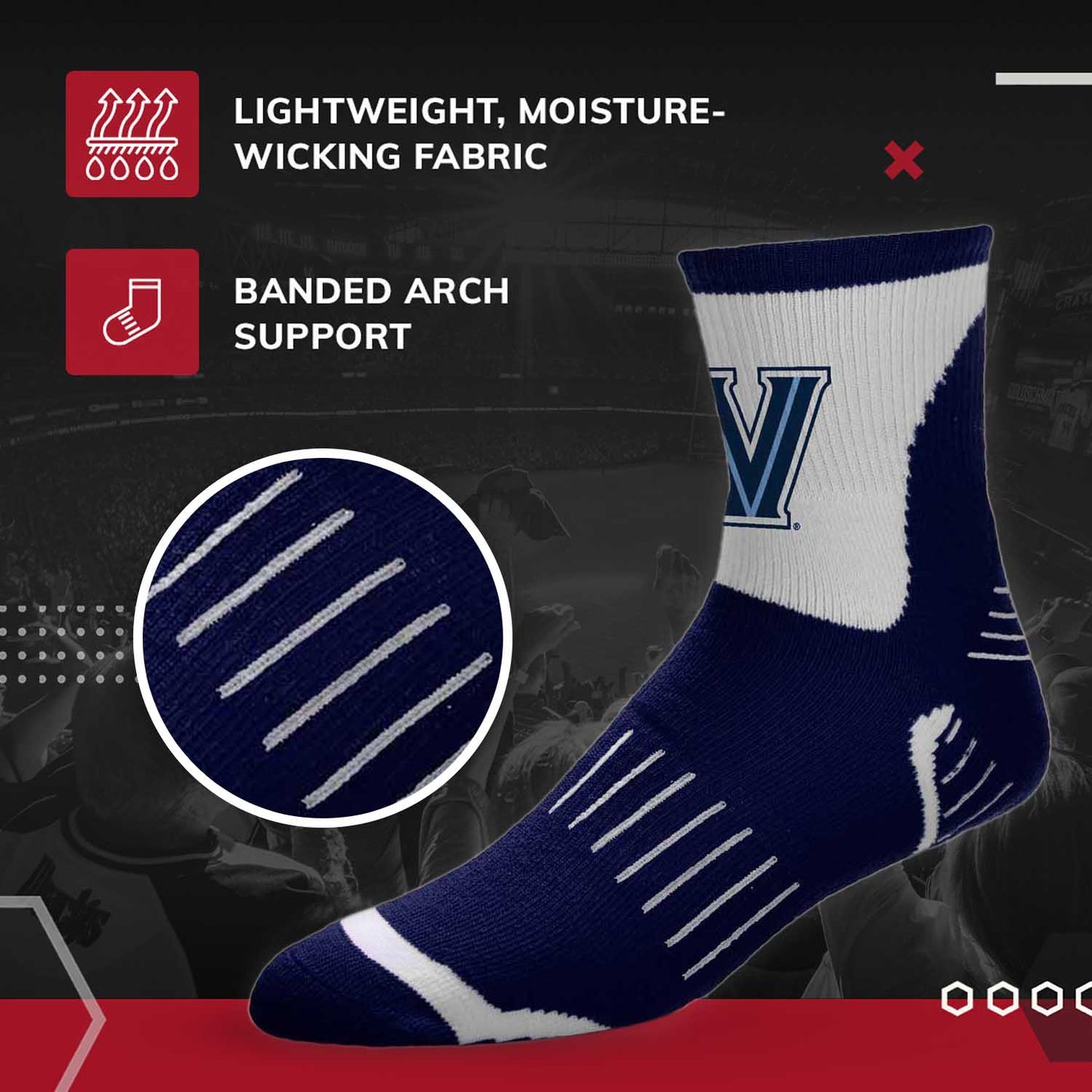 Villanova Wildcats NCAA Youth Surge Team Mascot Quarter Socks - Navy