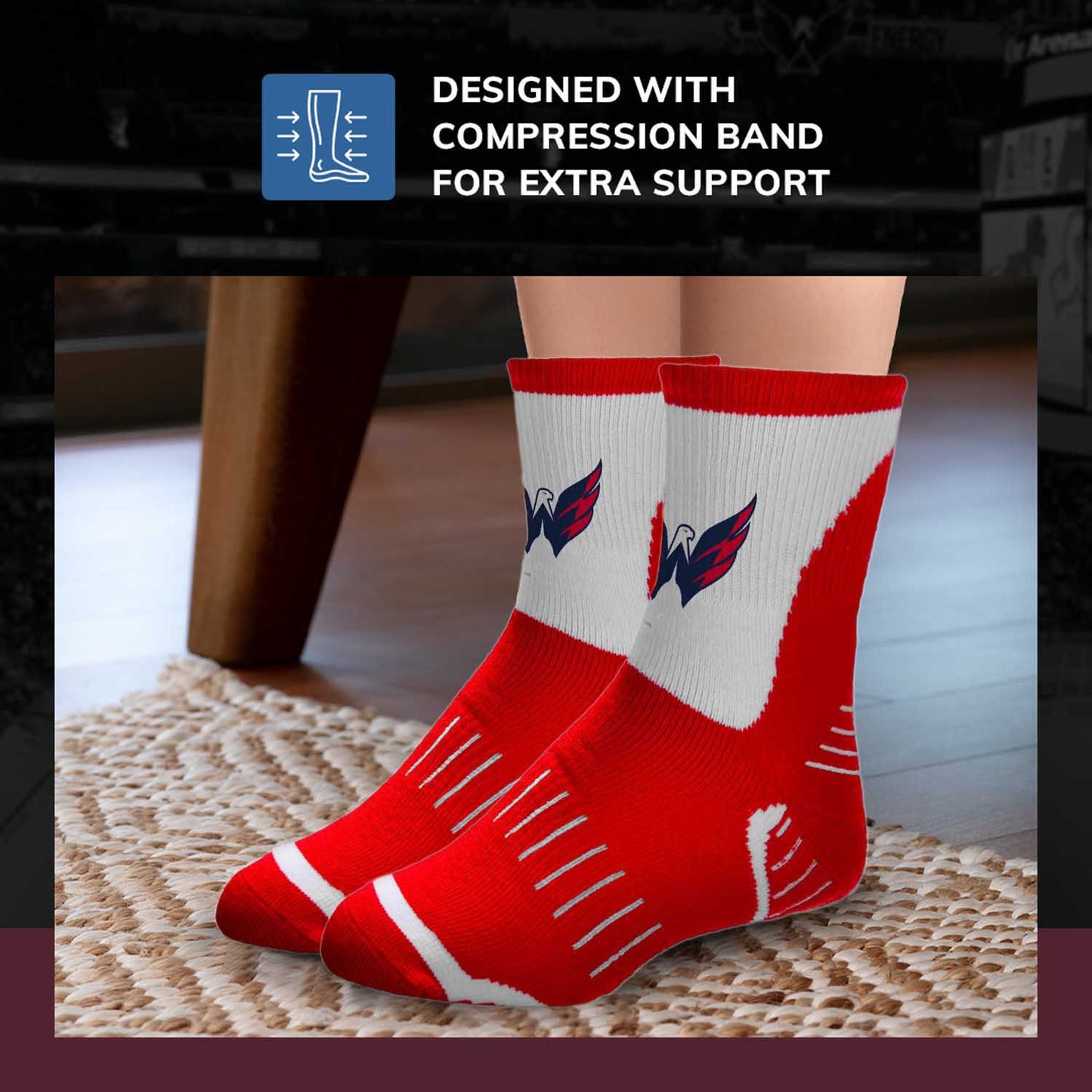 Washington Capitals NHL Adult Surge Team Mascot Mens and Womens Quarter Socks - Red