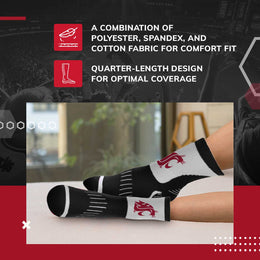 Washington State Cougars Adult NCAA Surge Quarter Length Crew Socks - Black