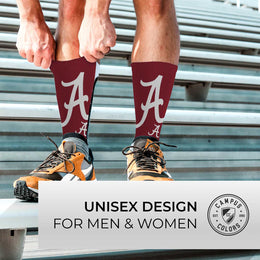 Alabama Crimson Tide NCAA Adult State and University Crew Socks - Cardinal