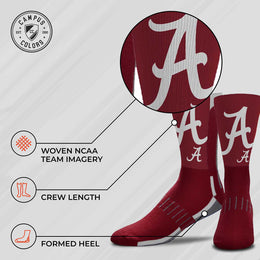 Alabama Crimson Tide NCAA Adult State and University Crew Socks - Cardinal