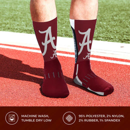 Alabama Crimson Tide NCAA Adult State and University Crew Socks - Cardinal