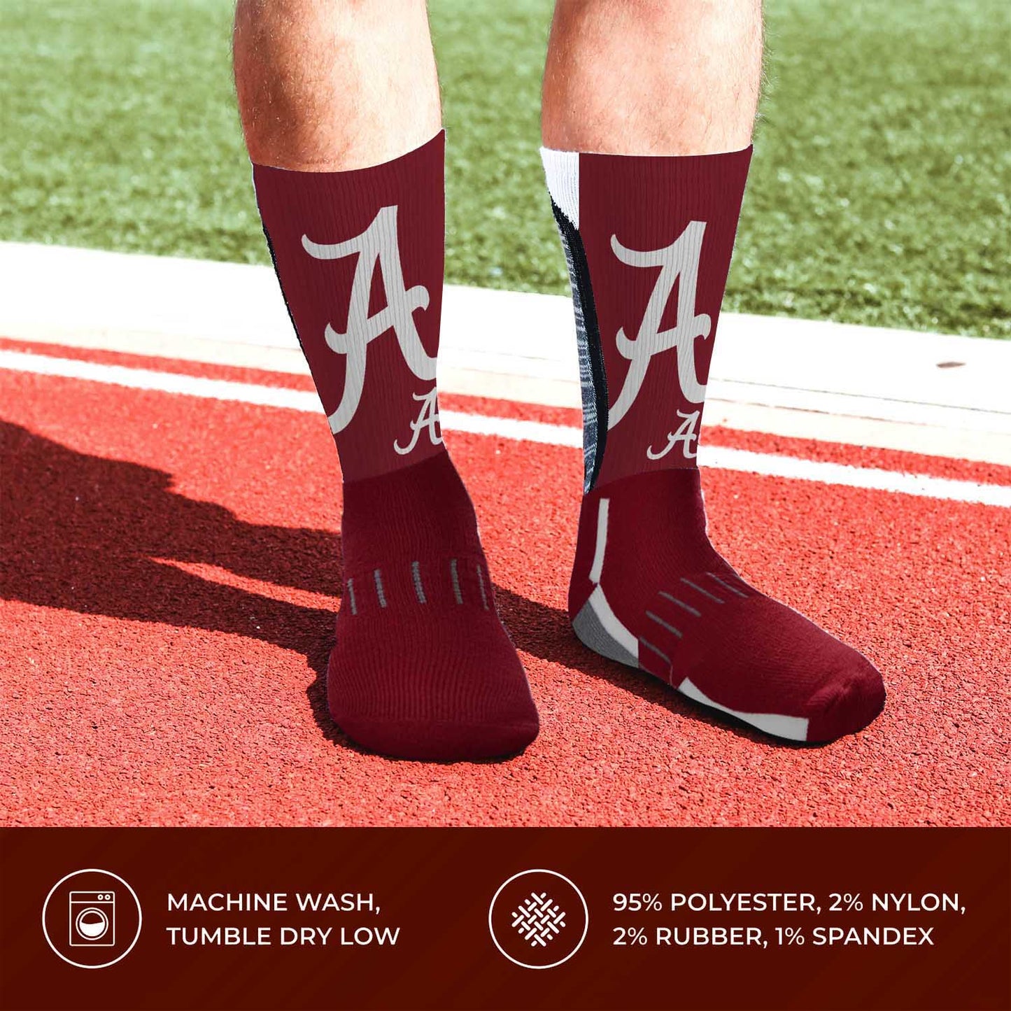 Alabama Crimson Tide NCAA Adult State and University Crew Socks - Cardinal