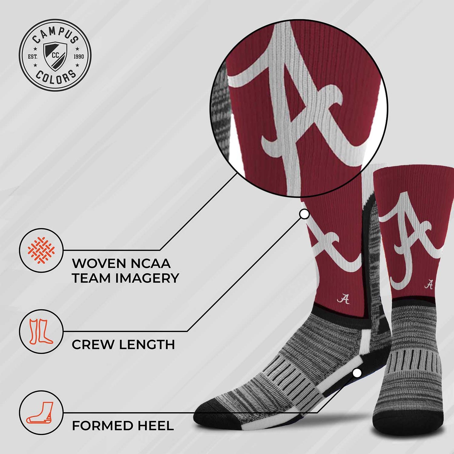 Alabama Crimson Tide NCAA Youth University Socks - Crimson
