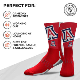 Arizona Wildcats NCAA Adult State and University Crew Socks - Cardinal