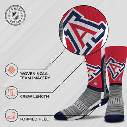 Arizona Wildcats NCAA Adult State and University Crew Socks - Red