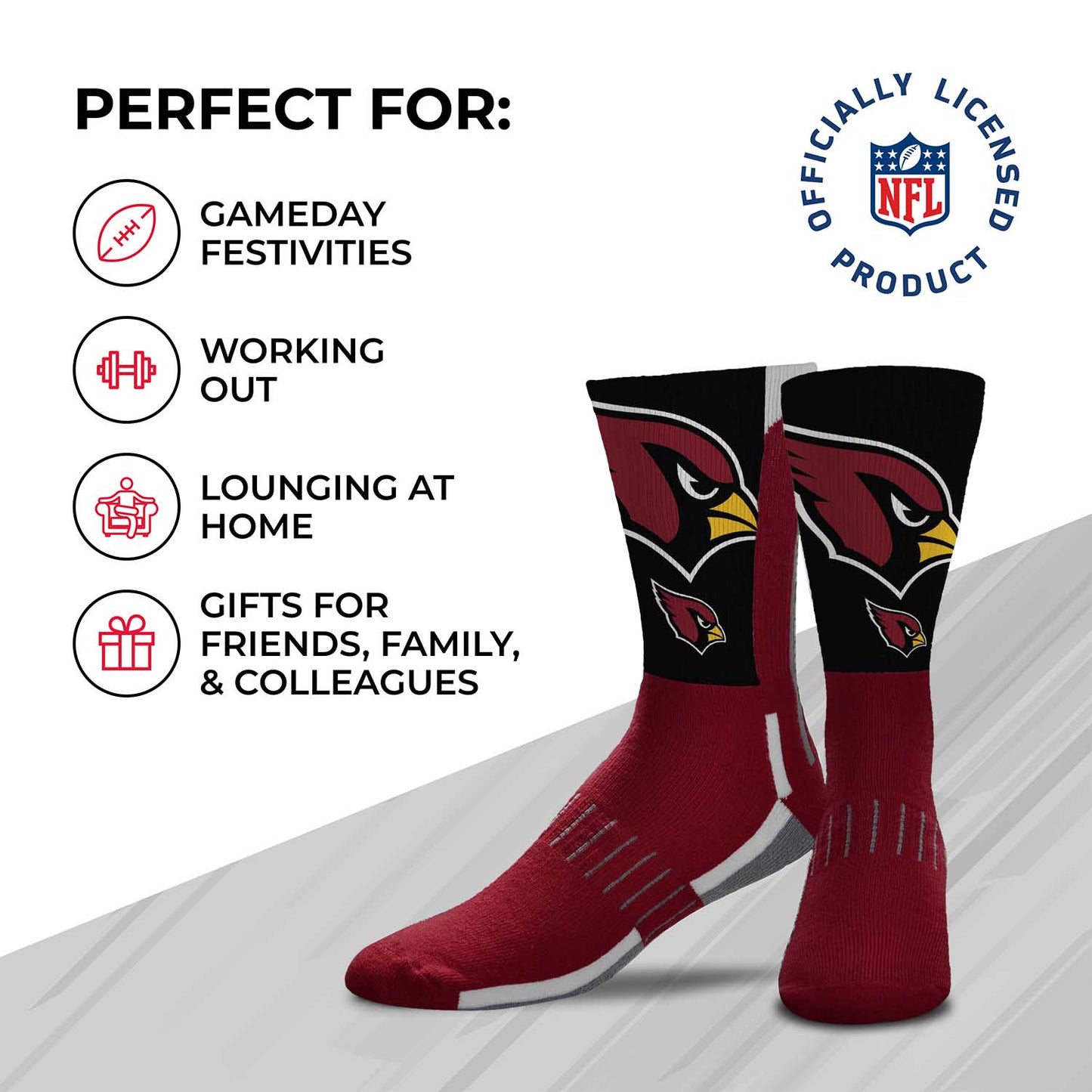 Arizona Cardinals NFL Adult Curve Socks - Maroon