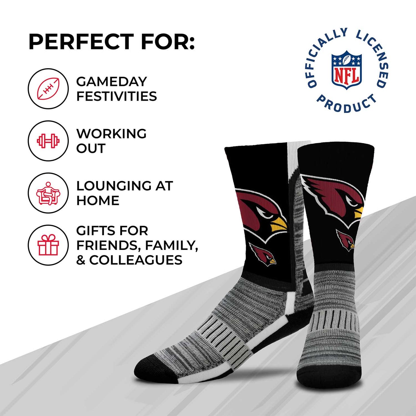 Arizona Cardinals NFL Youth V Curve Socks - Black