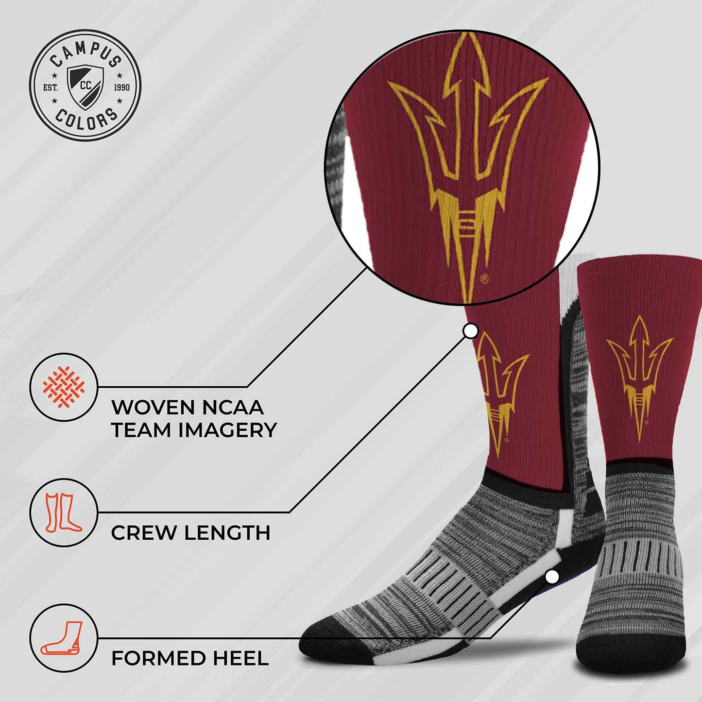 Arizona State Sun Devils NCAA Youth University Socks - Maroon