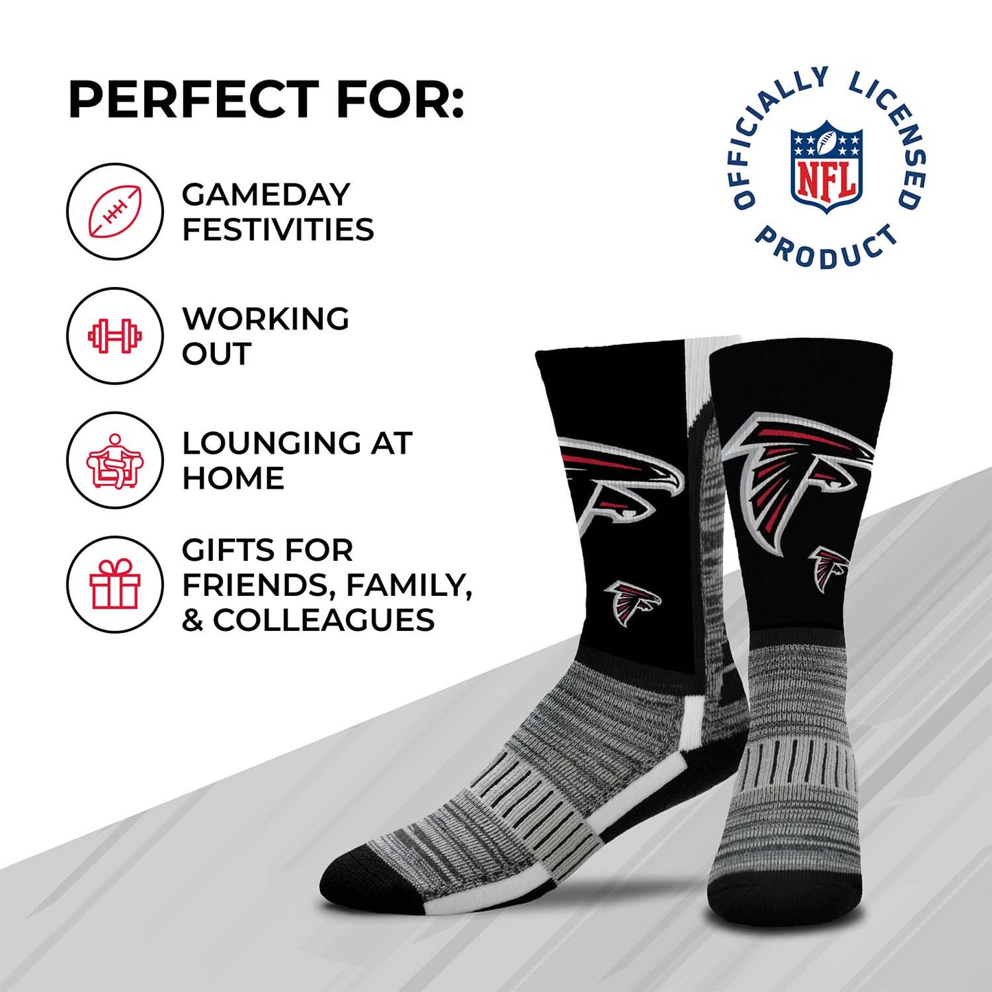 Atlanta Falcons NFL Youth V Curve Socks - Black